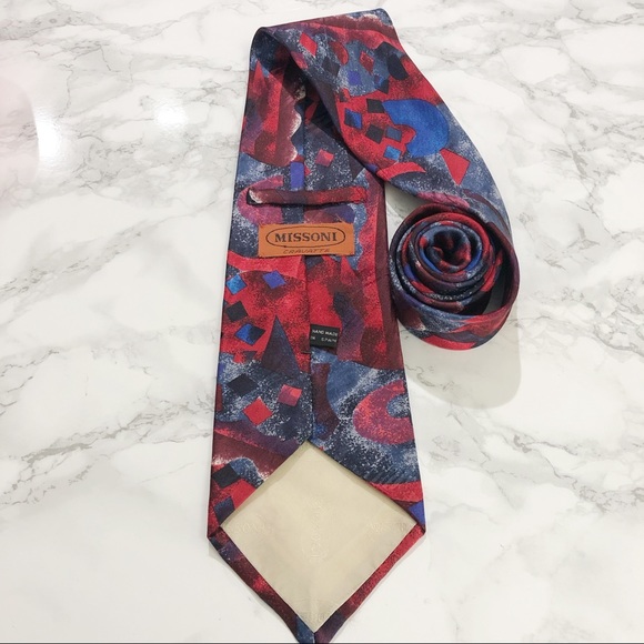 Missoni Vintage Art Deco 80s Abstract Silk Tie EUC - Picture 3 of 4